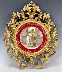 Royal Vienna Hand Painted Plate w/ Ornate Frame