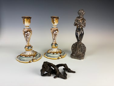 3 Items Galle, Art Deco Figure, Modernist Figurine