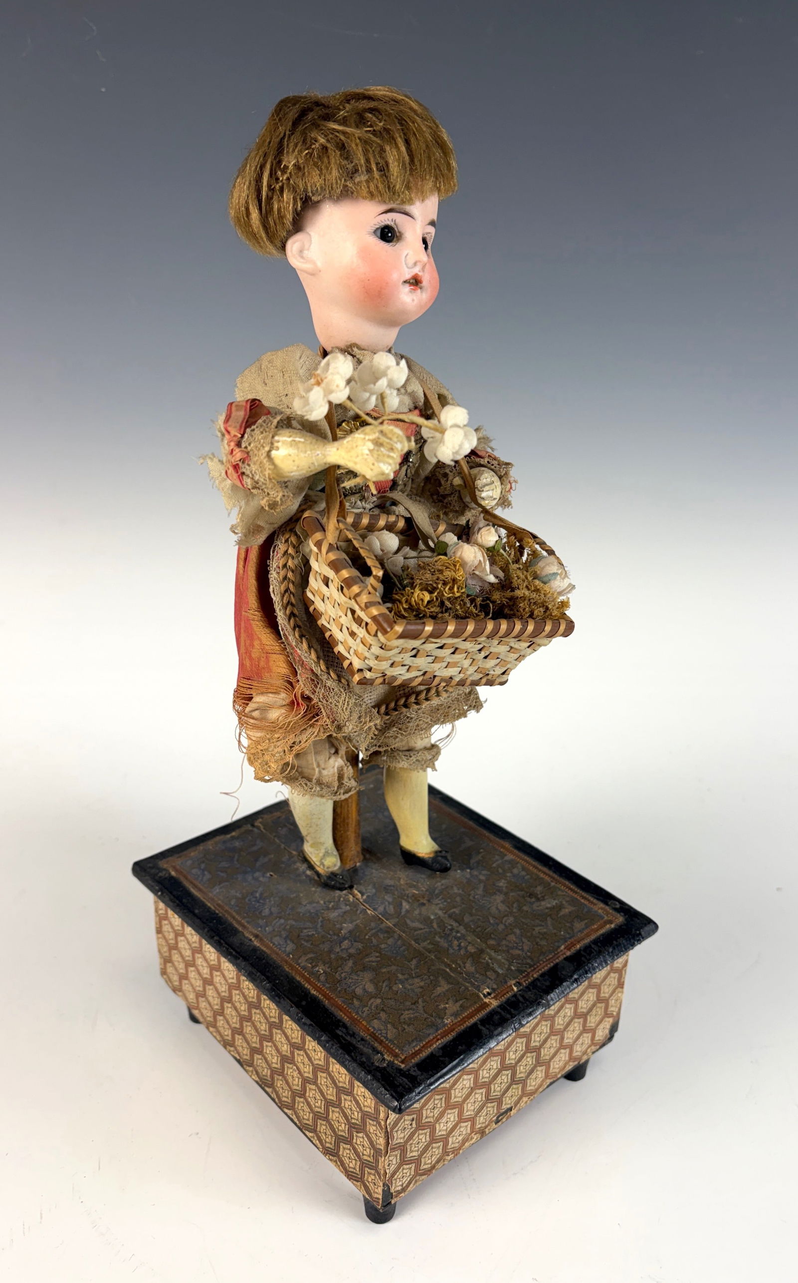 Antique Bisque Head Doll Flower Seller Automaton - 2