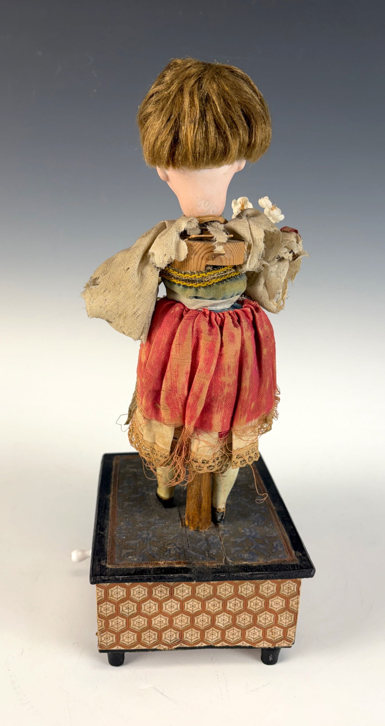 Antique Bisque Head Doll Flower Seller Automaton - 4