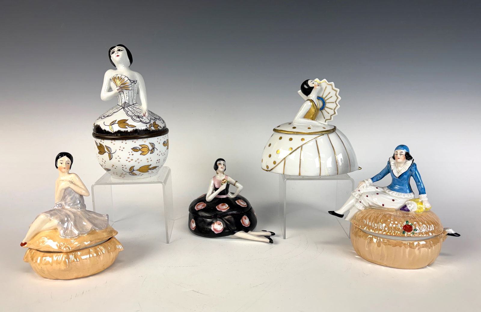 Five Art Deco Porcelain Powder Jars (1 of 8)