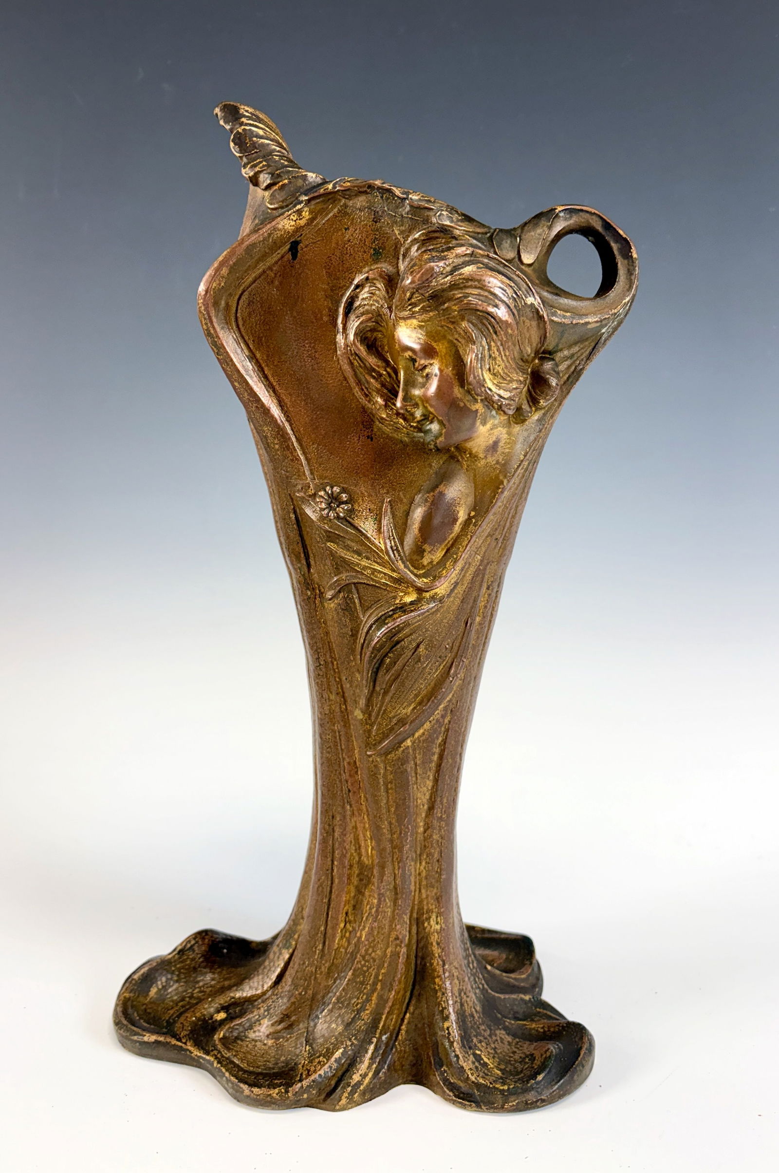 Art Nouveau Bronze Vase With Ladies Face (1 of 4)