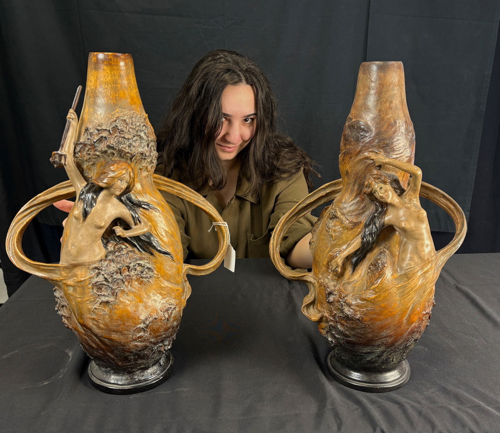 Johann Maresch Pair of Mermaid Vases - 7