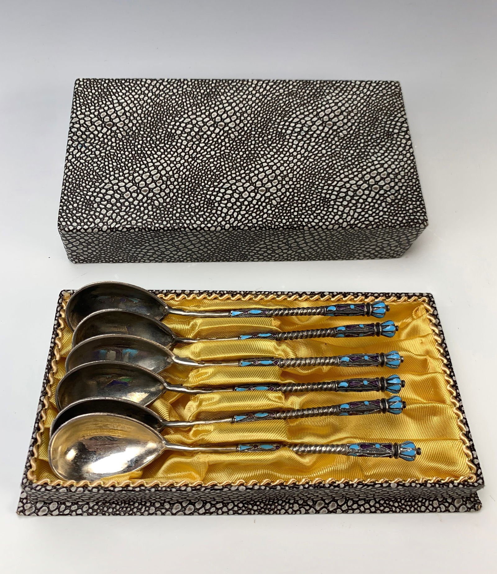 Set Of 6 Russian Silver & Enamel Teaspoons (1 of 8)