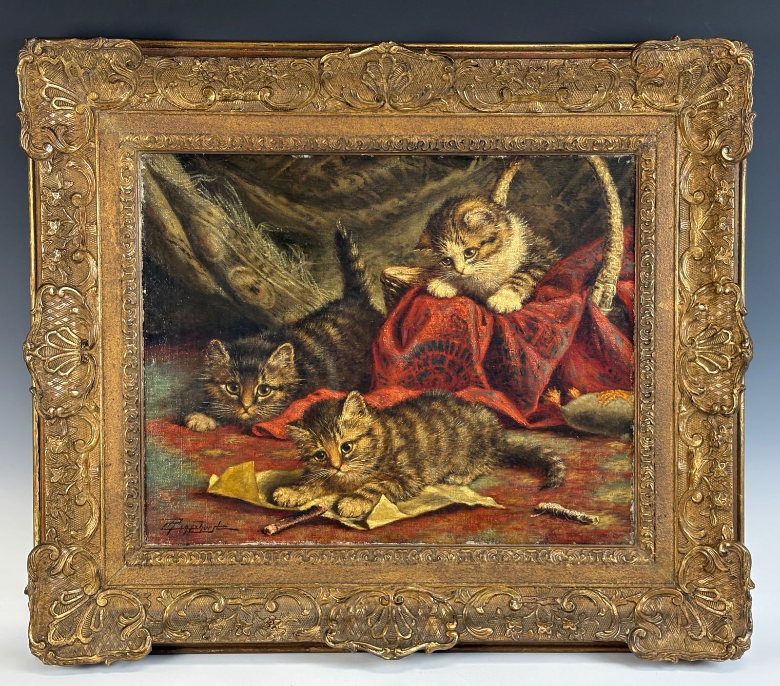 Cornelis Raaphorst Kittens Playing Oil Painting (1 of 4)