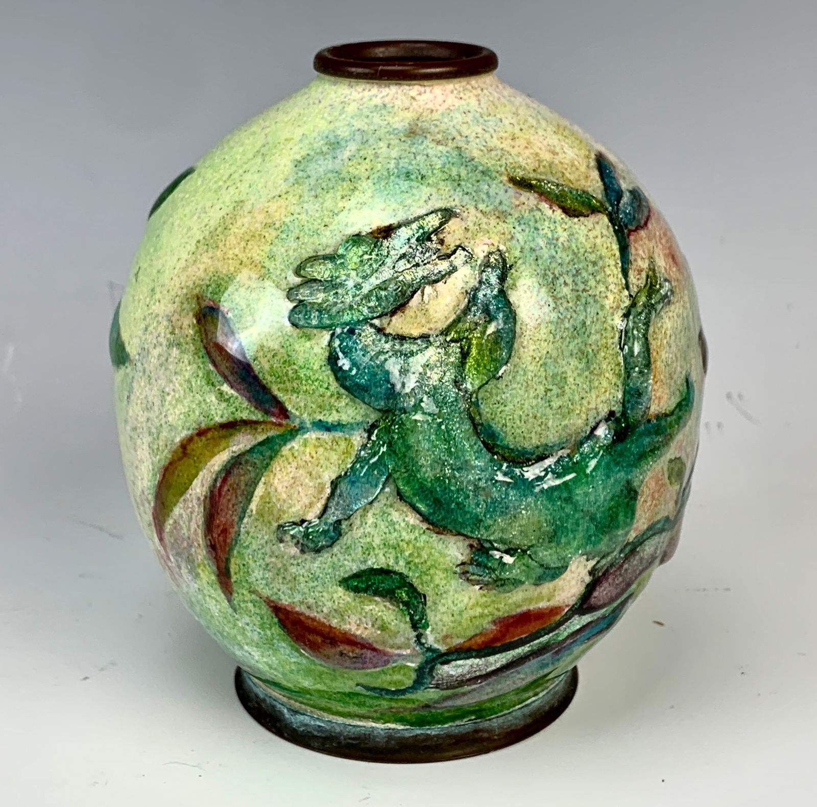 Camille Faure Enamel Lizard & Flower Vase (1 of 5)