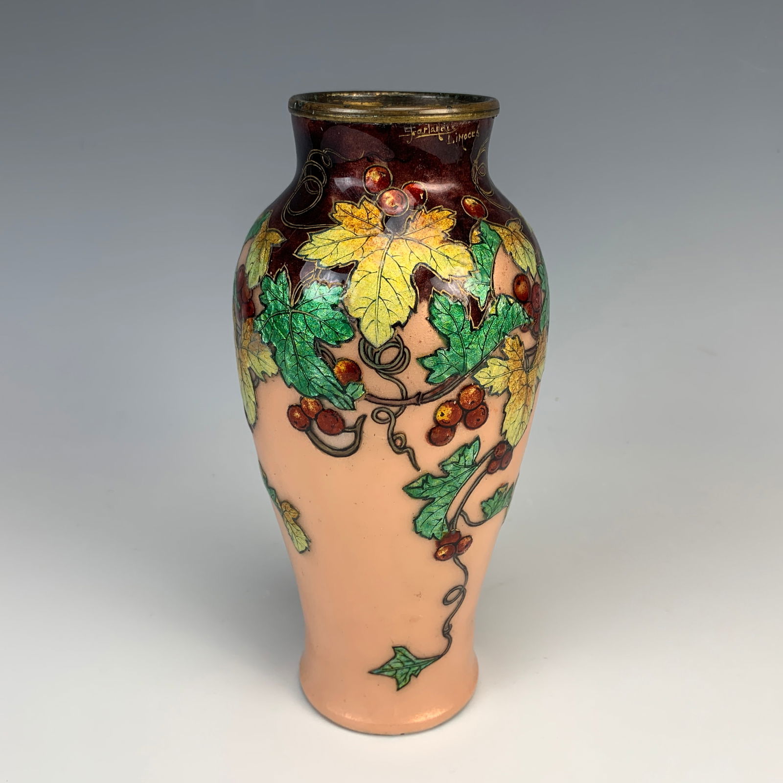 Jules Sarlandie Enamel "Vigne" Vase (1 of 4)