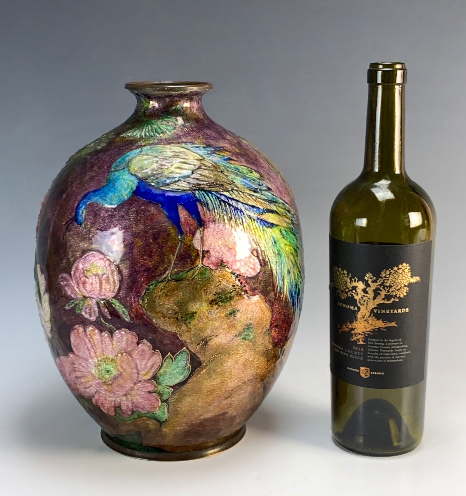 Camille Faure (1874-1956) Enamel "Peacock" Vase (1 of 8)