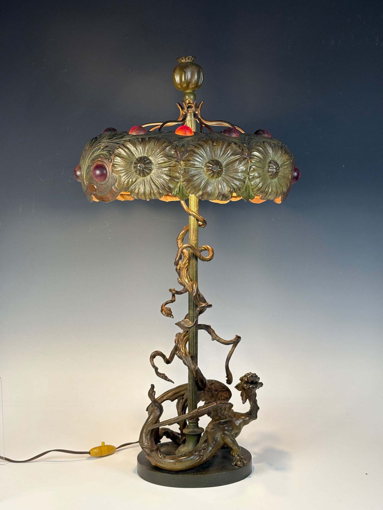 Austrian Bronze Poppy Dragon Lamp (1 of 6)