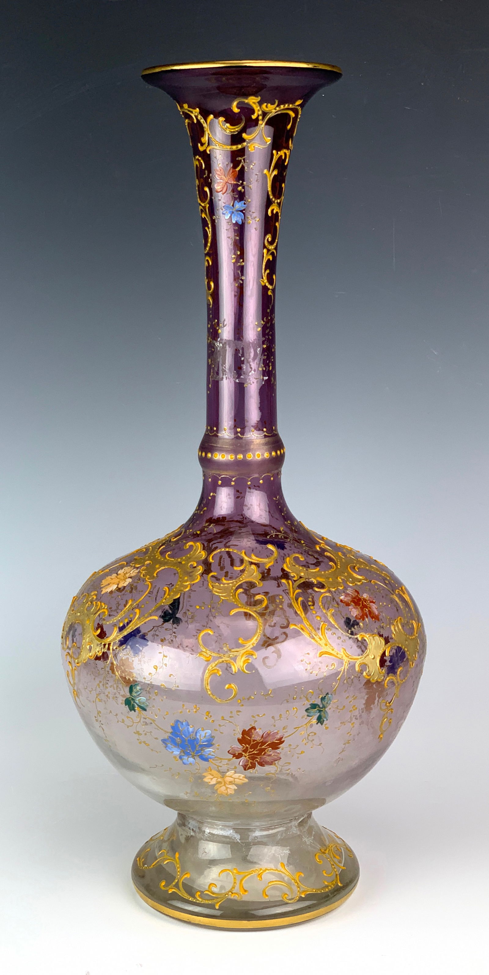 Sgd Moser Large Enameled Vase C. 1900 (1 of 5)
