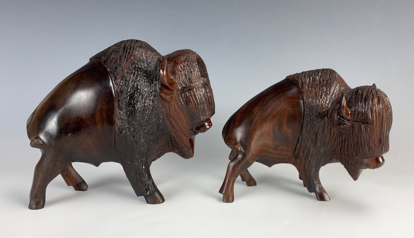 Two Ironwood Carved Bison Figures (1 of 2)