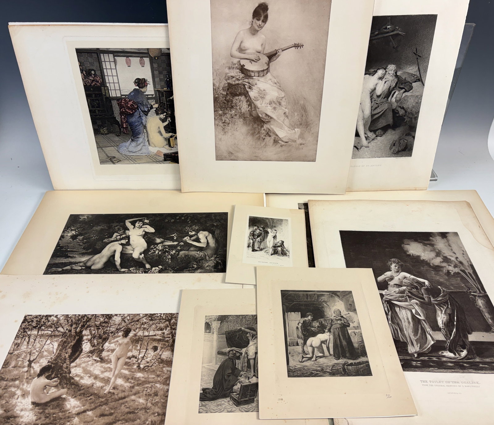 Group of 10 Antique Erotic Nude Etchings (1 of 8)