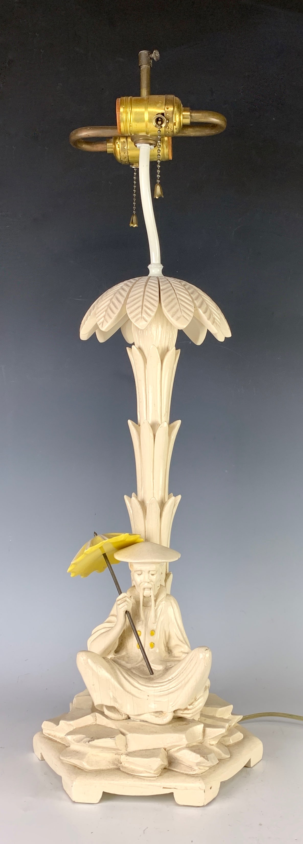 Decorative Asian Carved Wood Lamp Base (1 of 3)