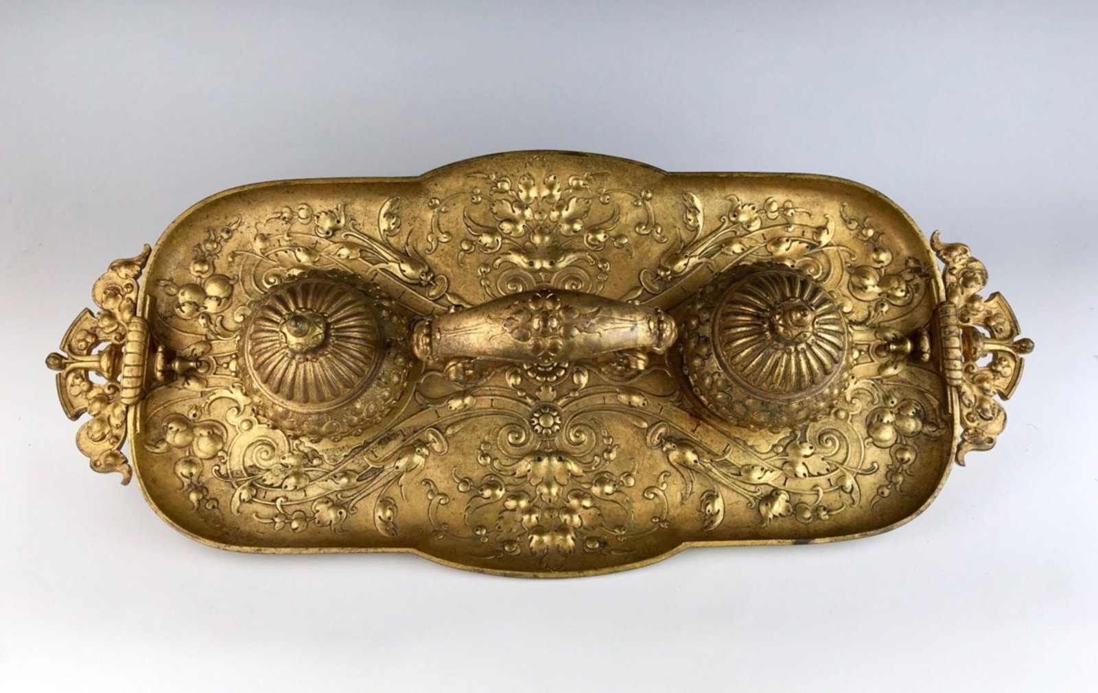 Antique Dore Bronze Double Inkwell - 4