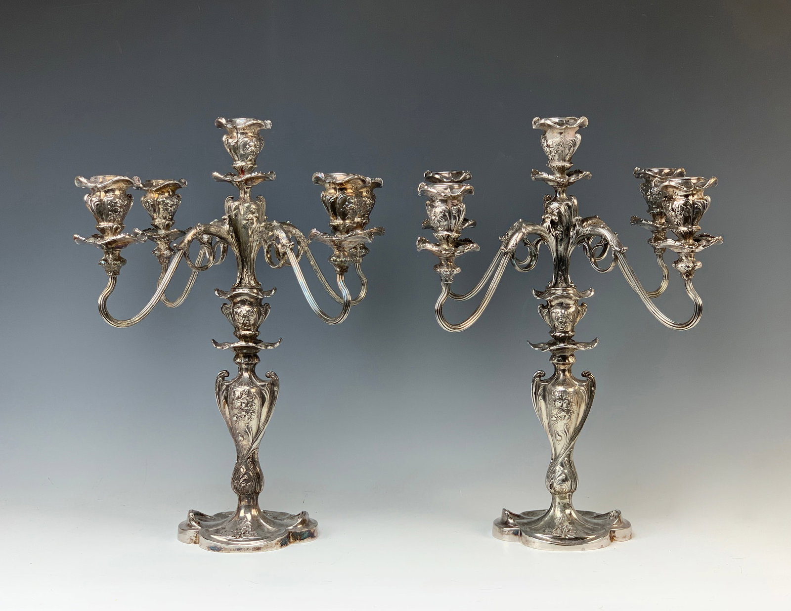 Pairpoint Pair of Silverplate Candelabra C.1900 (1 of 3)