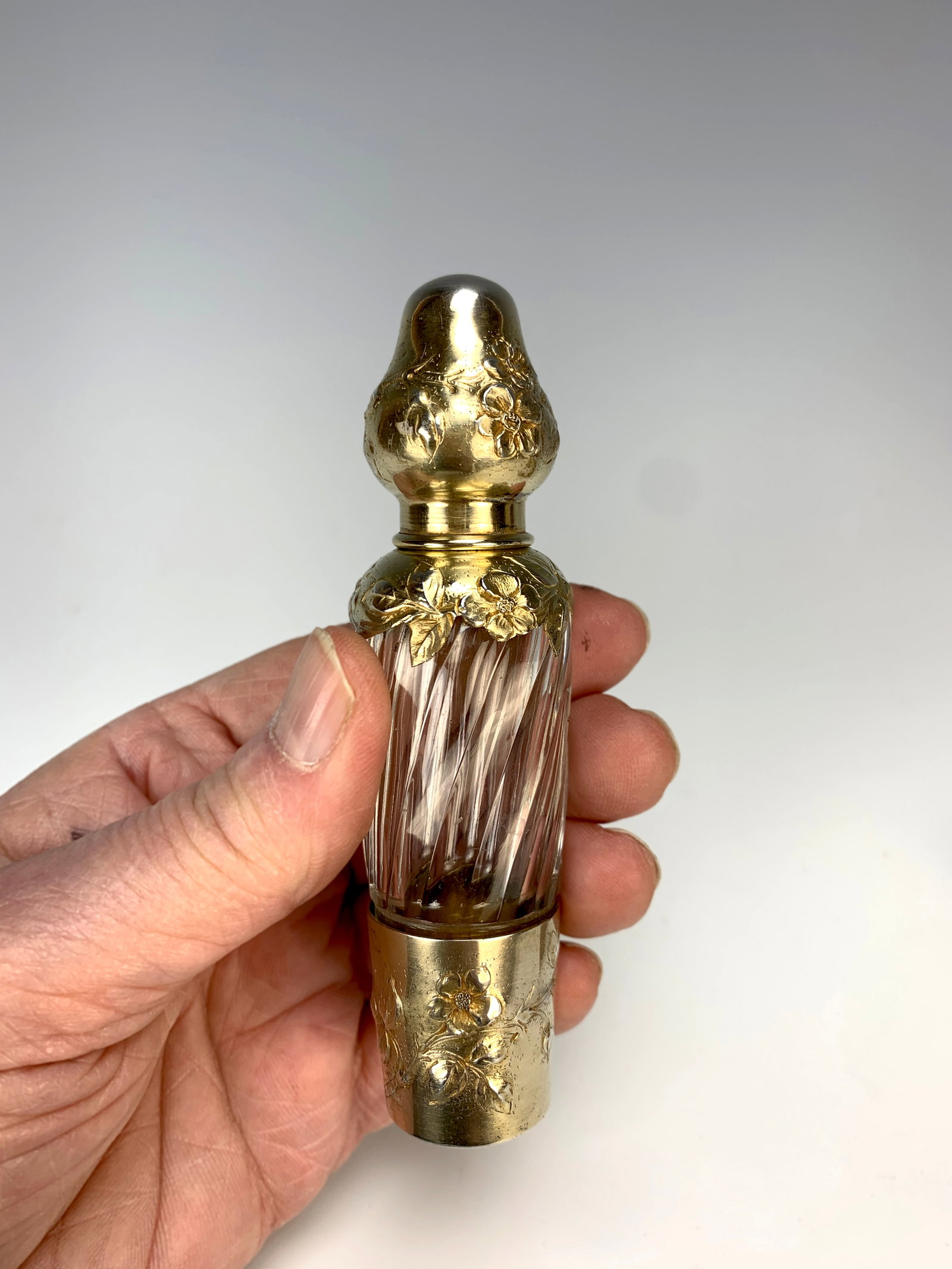 Late 19th C Sterling & Crystal Perfume Bottle (1 of 7)