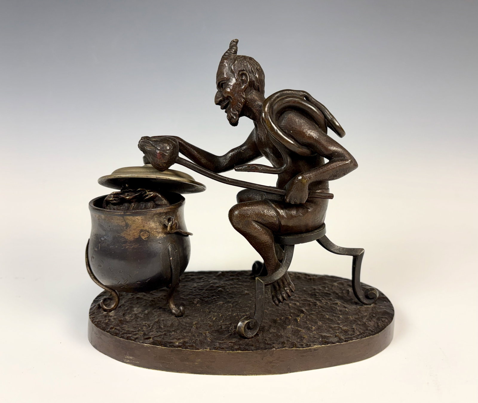 Rare Antique Bronze Devil Automaton "Cooking" (1 of 7)