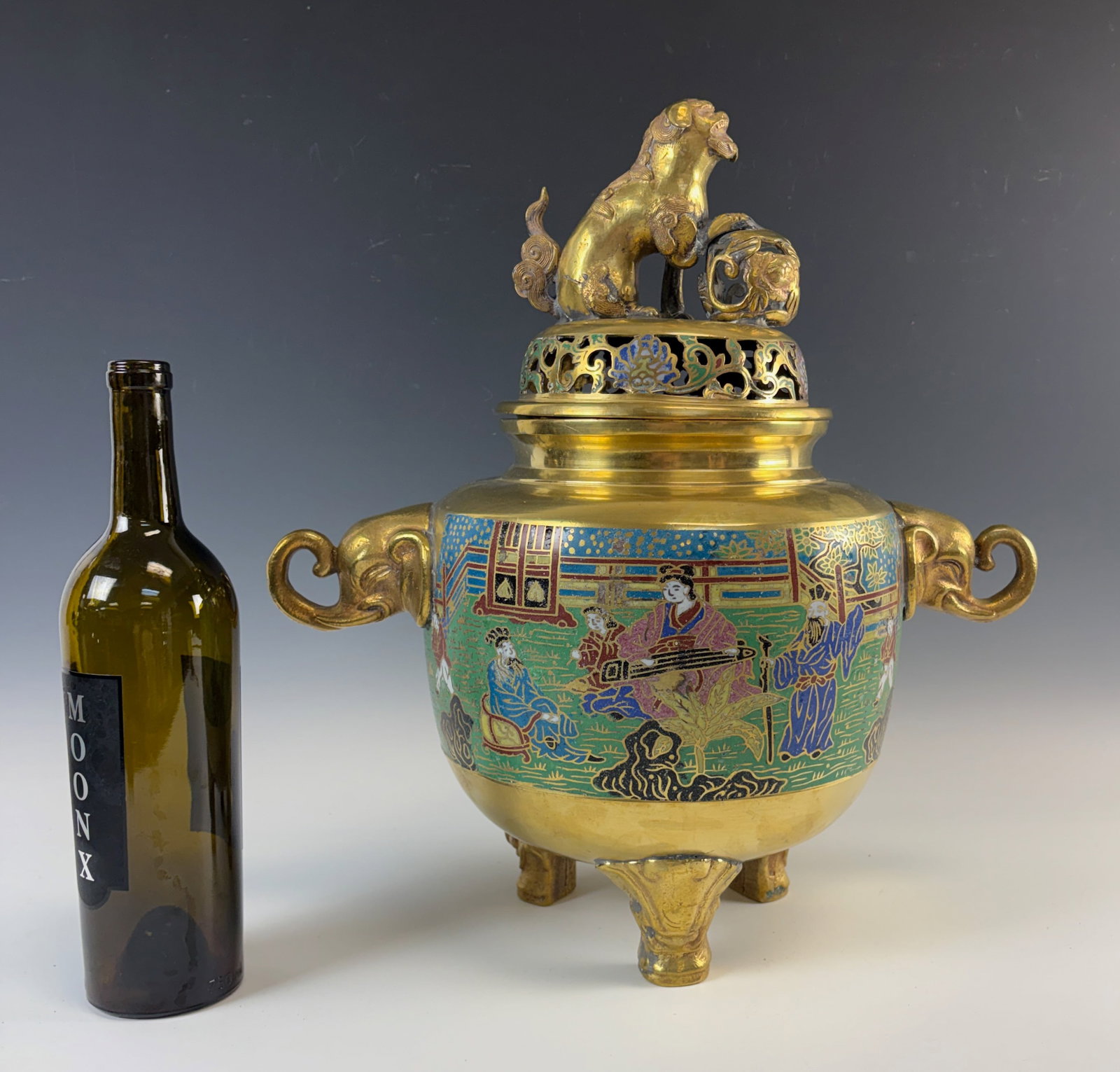 Large Champleve Enamel Incense Burner - 3