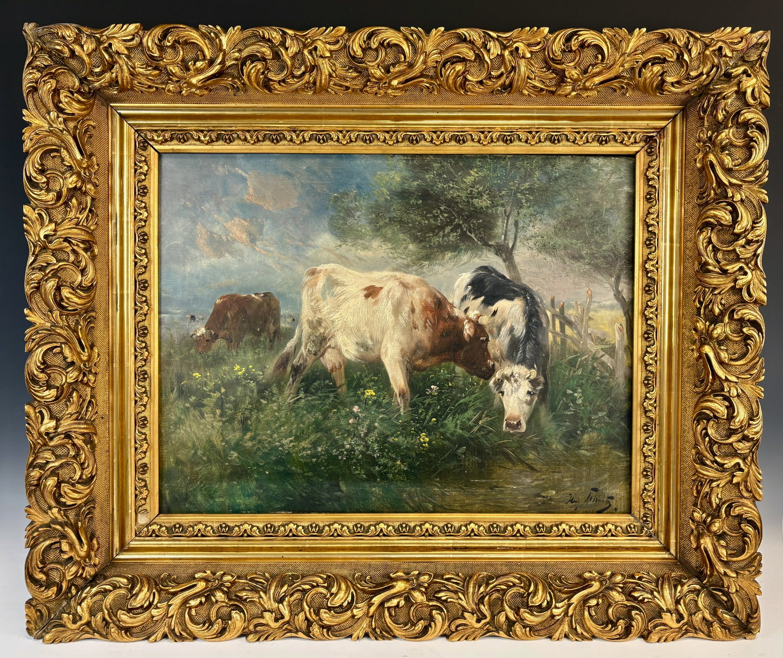 Henry Schouten Oil Painting of Cows by a Stream (1 of 4)