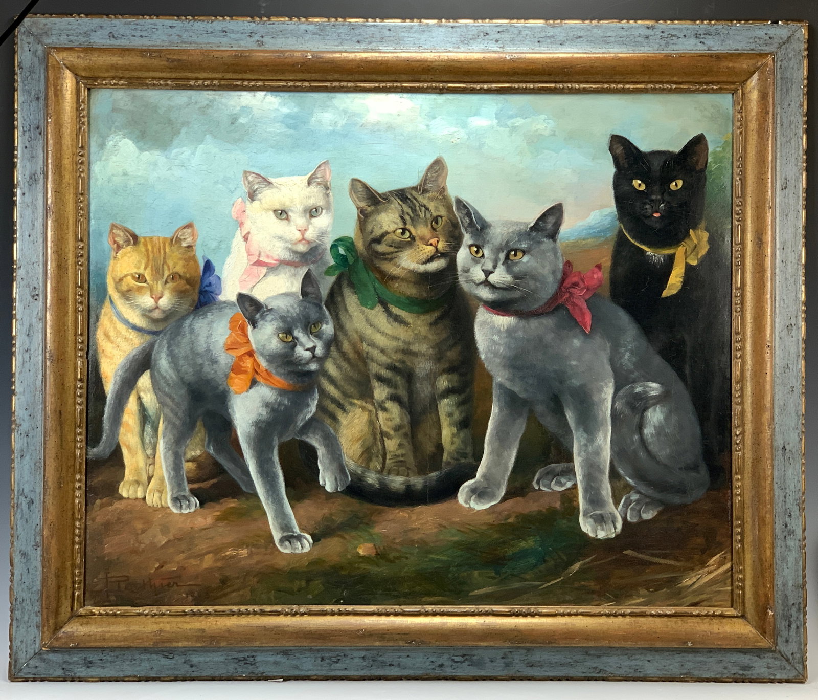 Sgd Bertier "Family of Cats" Painting (1 of 3)