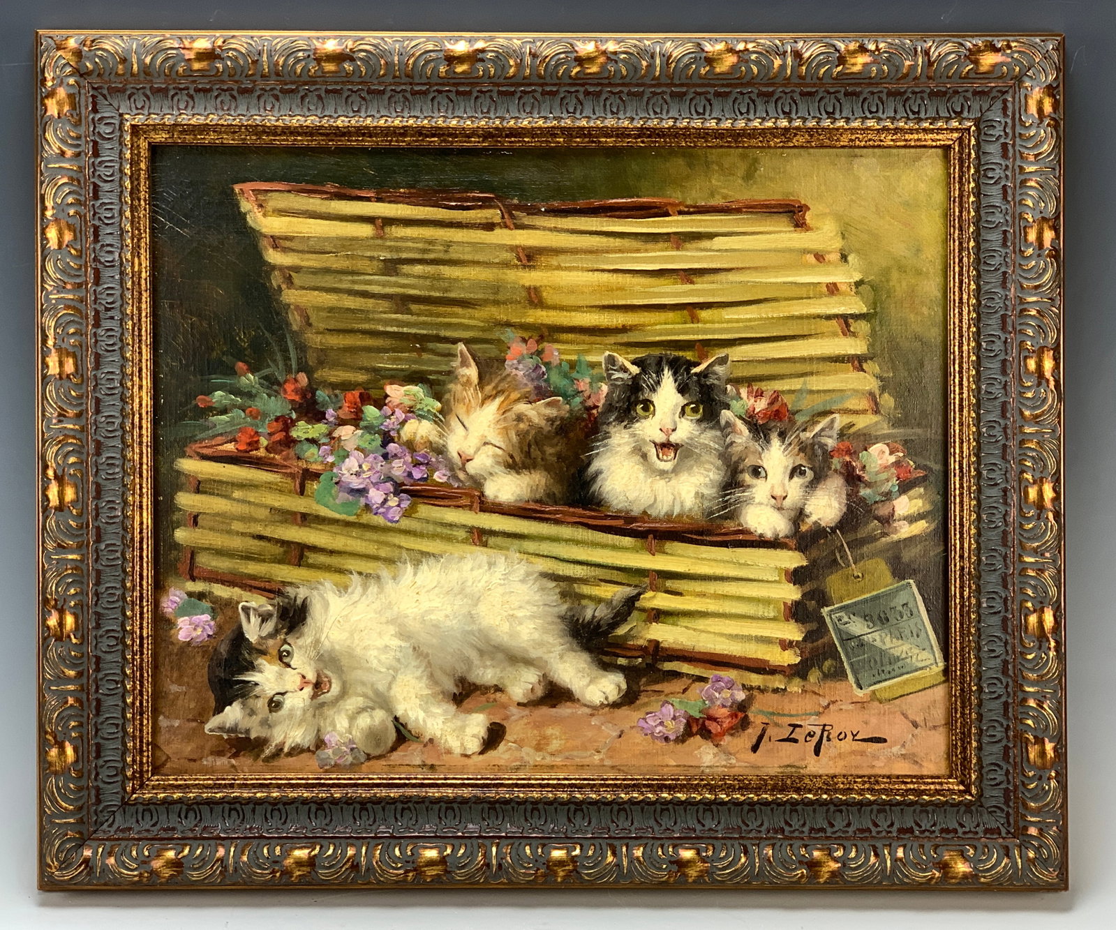 Jules Leroy (1856-1921) Cats in the Basket (1 of 3)