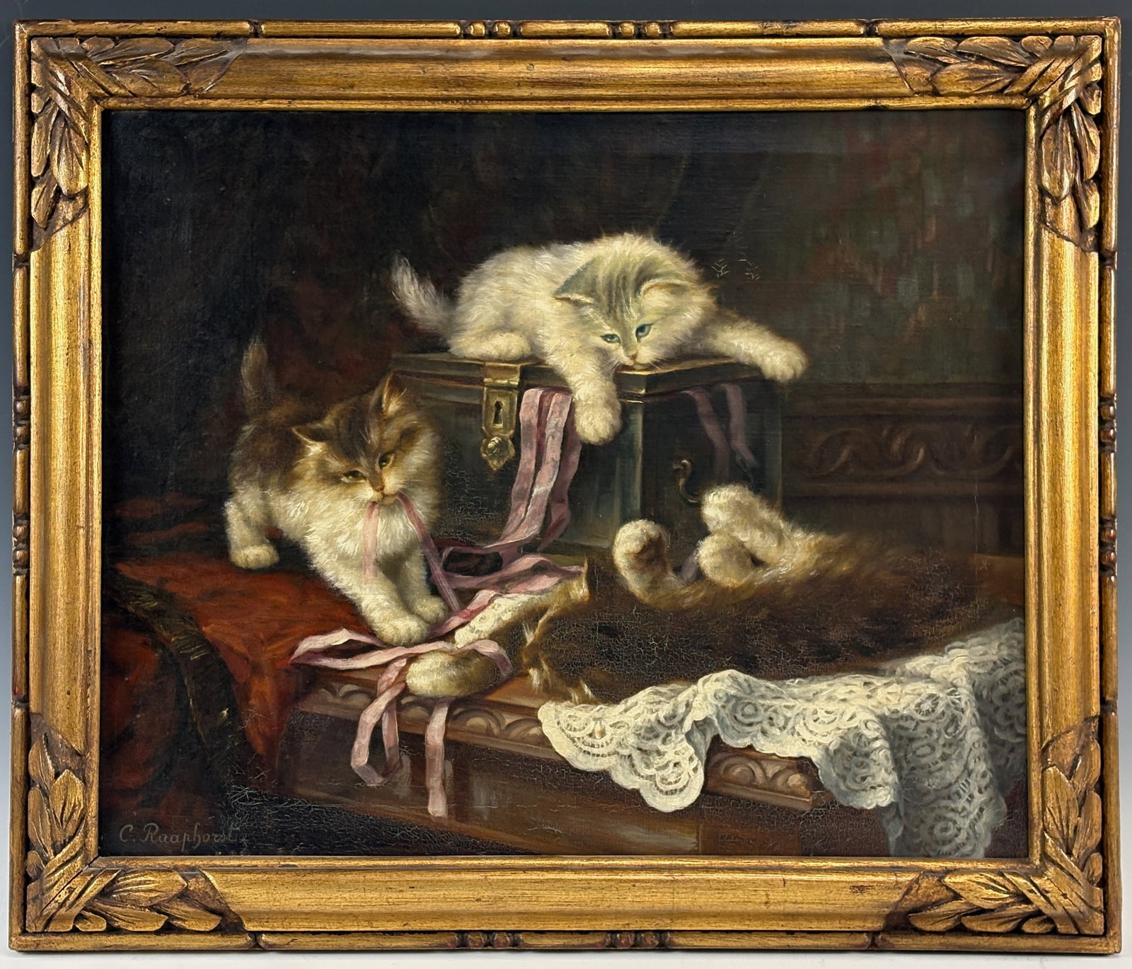 Cornelis Raaphorst Painting Kittens Playing (1 of 4)