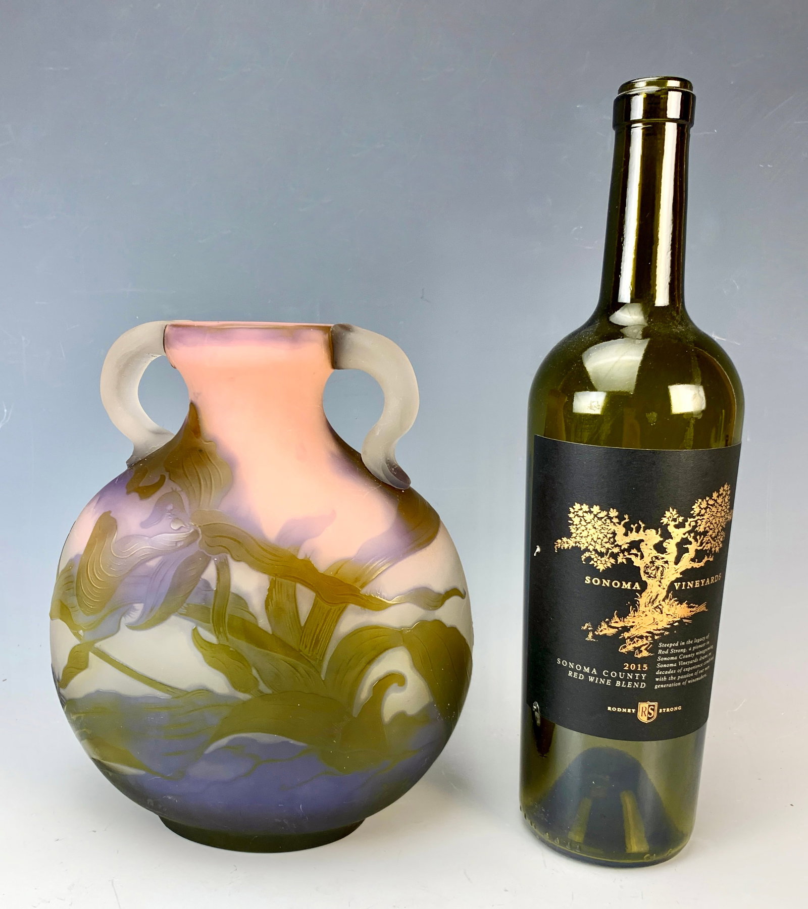 Galle Cameo Glass Vase with 2 Handles (1 of 6)