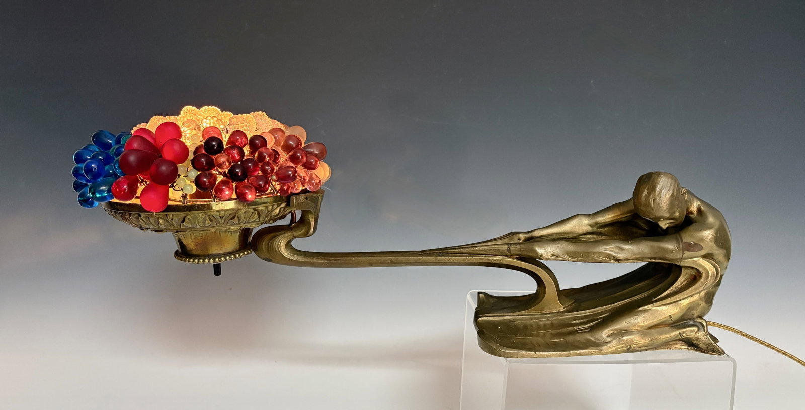 Art Nouveau Piano Lamp w Male Nude sgd (1 of 5)