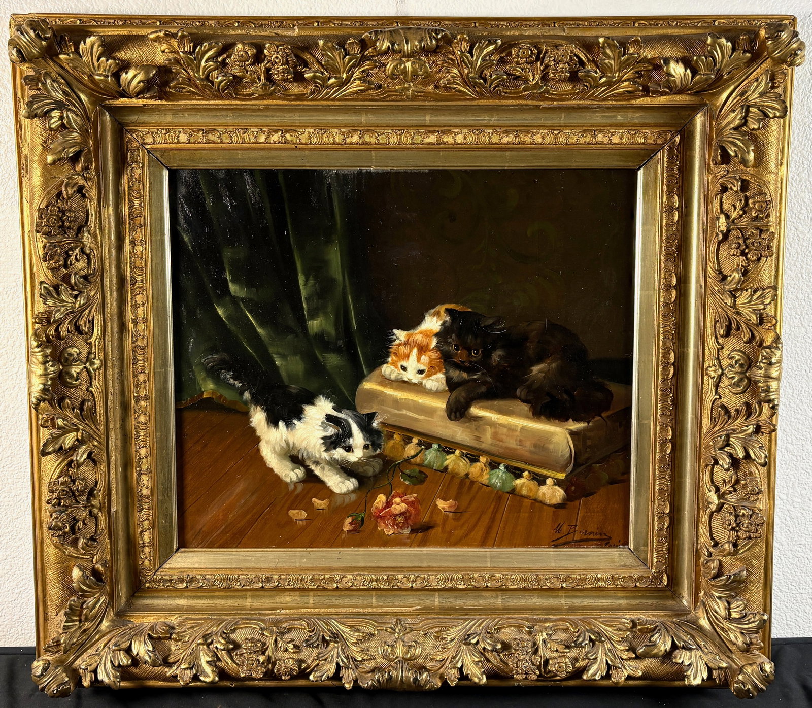 Max Albert Carlier Painting "Kittens with a Rose" (1 of 5)
