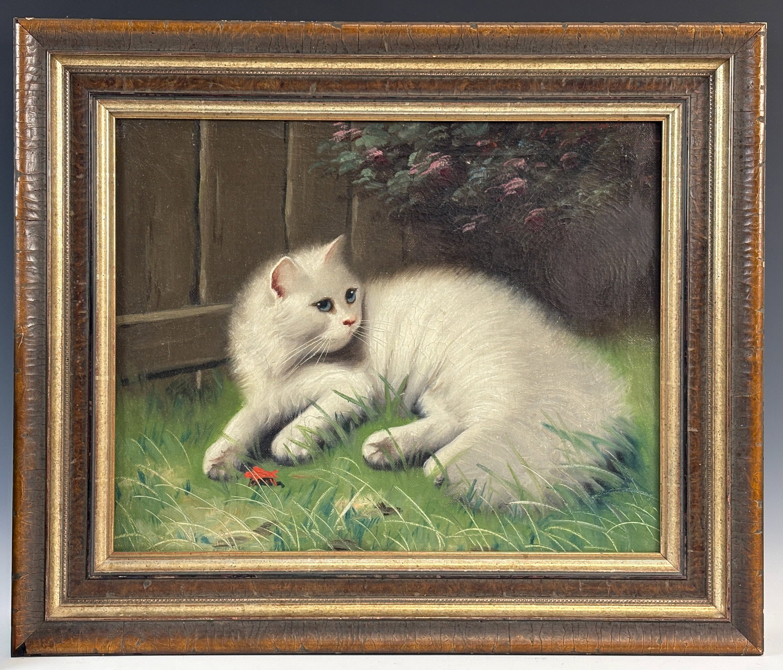 Beno Boleradszky Portrait of White Cat Painting: Beno Boleradszky (Hungary 1885-1957) oil on canvas painting of a beloved white cat, signed upper right, Boleradszky studied at The School of Fine Arts in Budapest and was a highly respected painter of