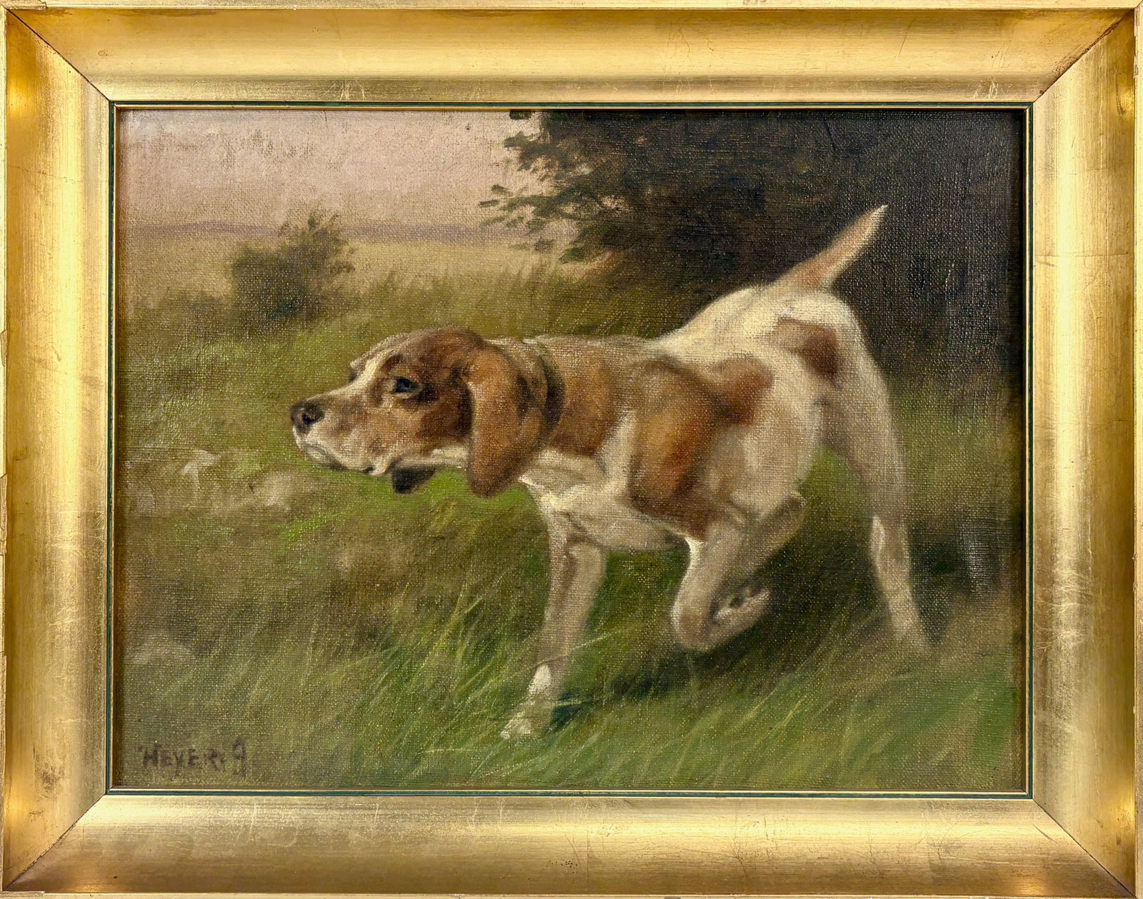 Arthur Heyer Dog Painting "On the Hunt" (1 of 4)