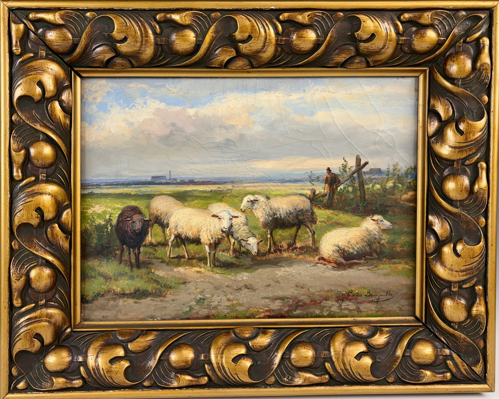 Leemputten Landscape with Sheep Painting (1 of 4)