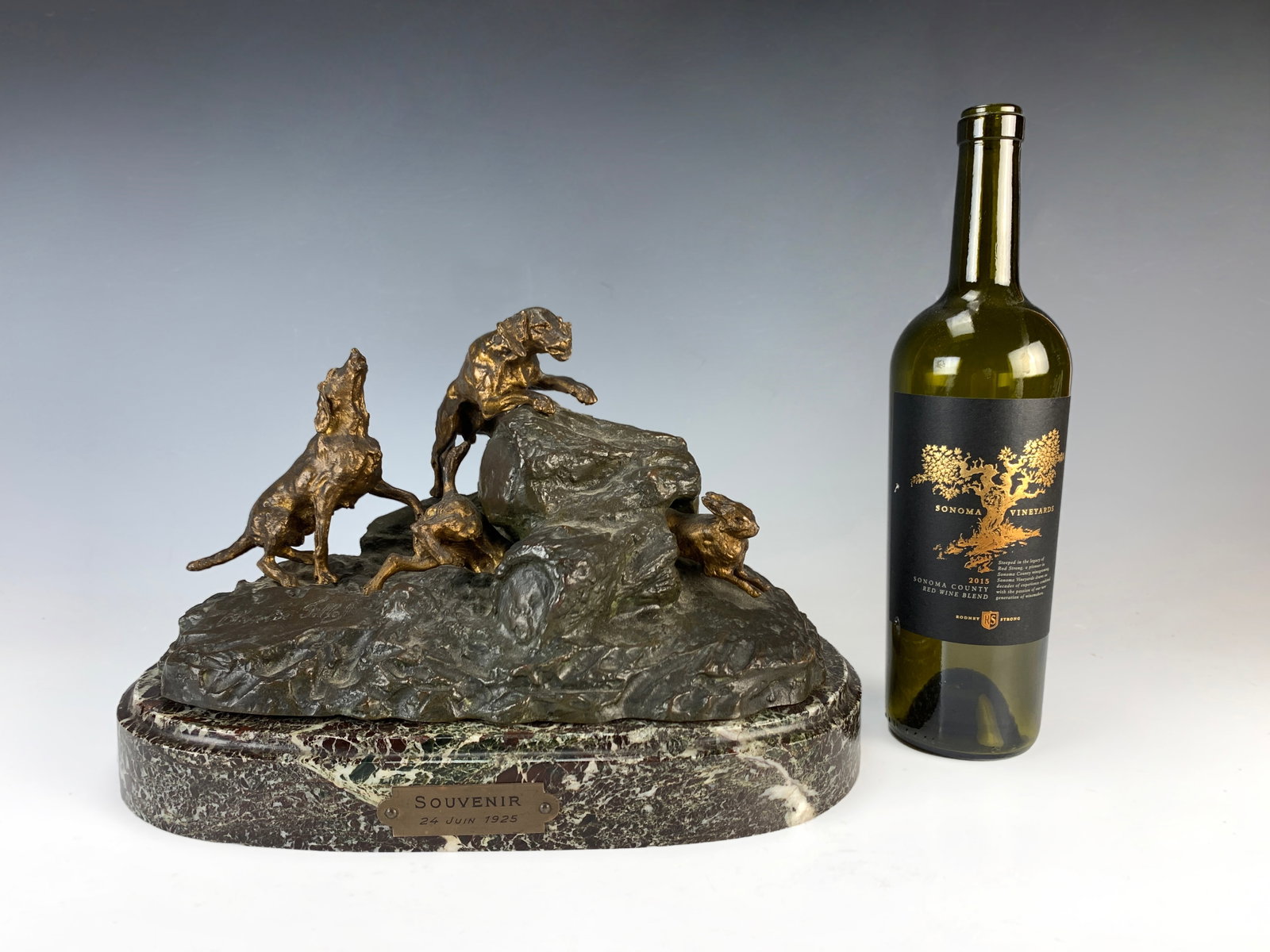 Sgd Olivier de Fillol Bronze "Dogs Chasing Rabbit" (1 of 9)