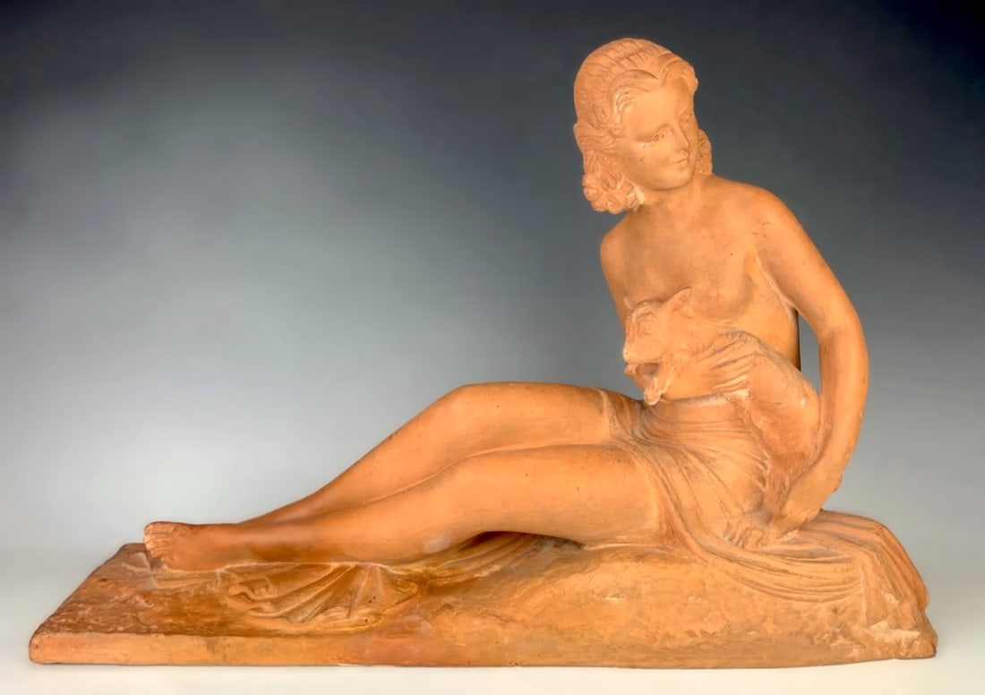 D. H. Chiparus "Woman w/ Lamb" Terracotta (1 of 5)