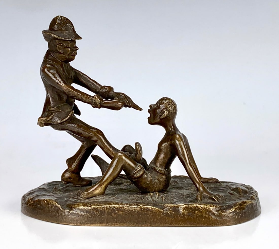 Amusing Bronze Sculpture "Pulling Teeth" - 2