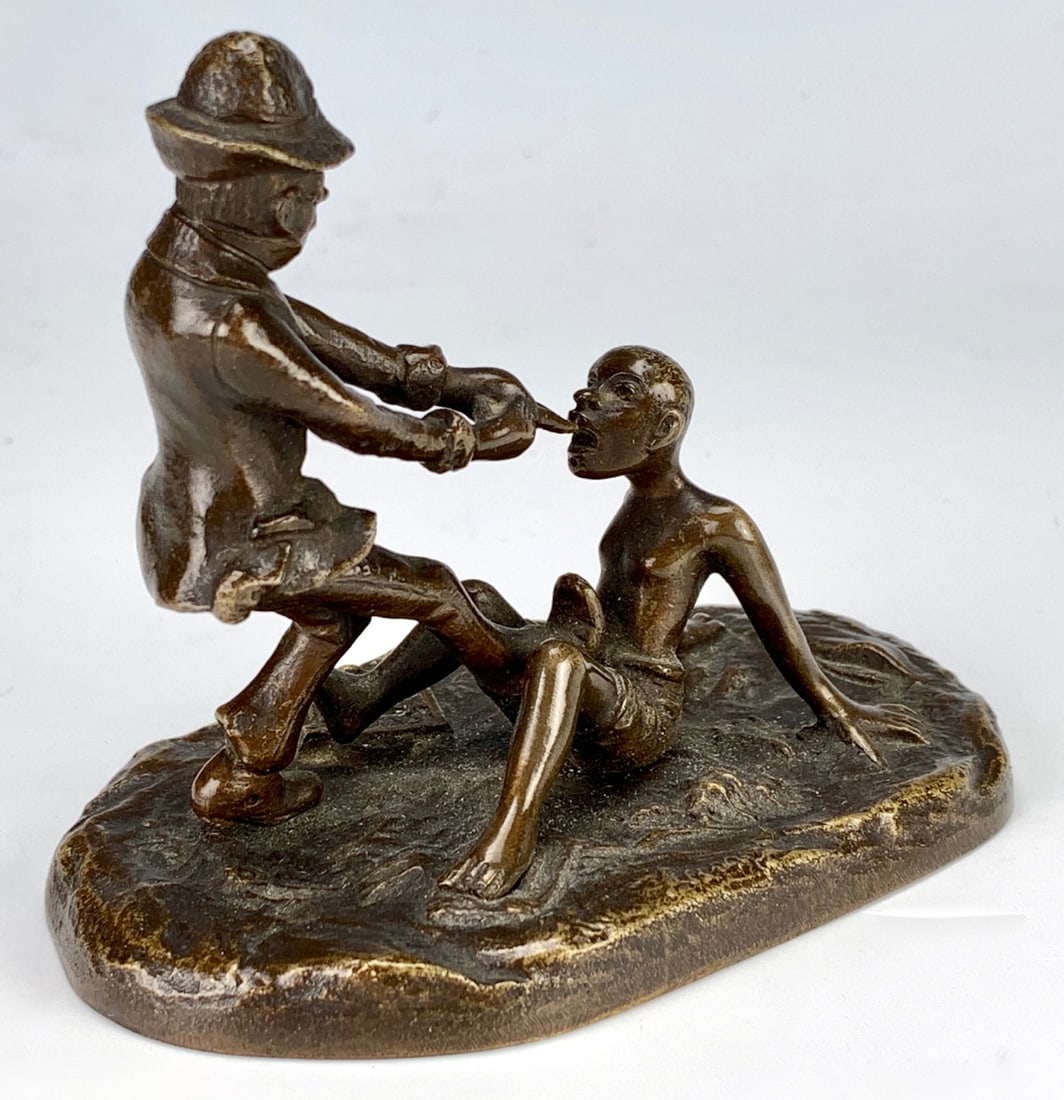 Amusing Bronze Sculpture "Pulling Teeth" - 5