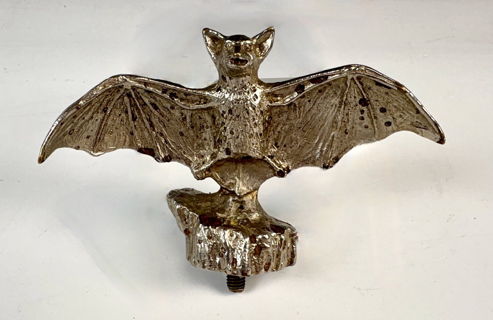 Silvered Bronze Bat Mascot Hood Ornament (1 of 2)
