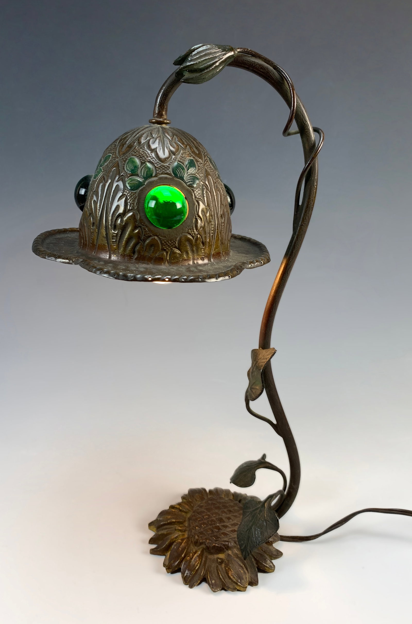 Art Nouveau Bronze Lamp w Jewels (1 of 5)
