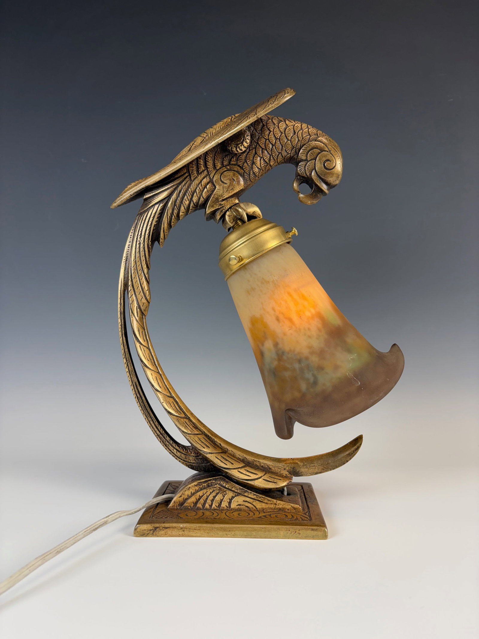Petit-Monsigny & Muller Fres Bronze Parrot Lamp (1 of 6)