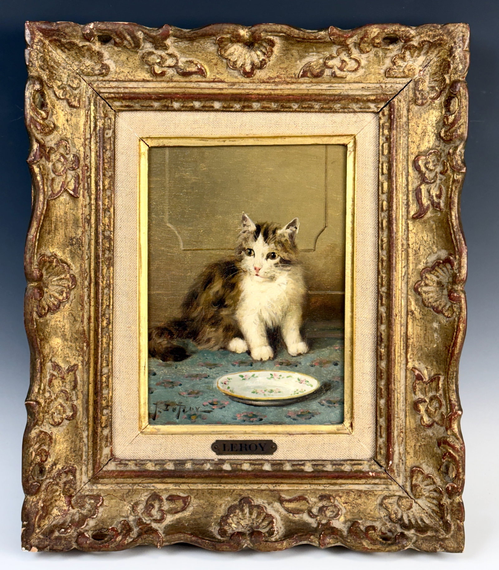 Jules LeRoy Cat Painting "Mealtime" (1 of 4)
