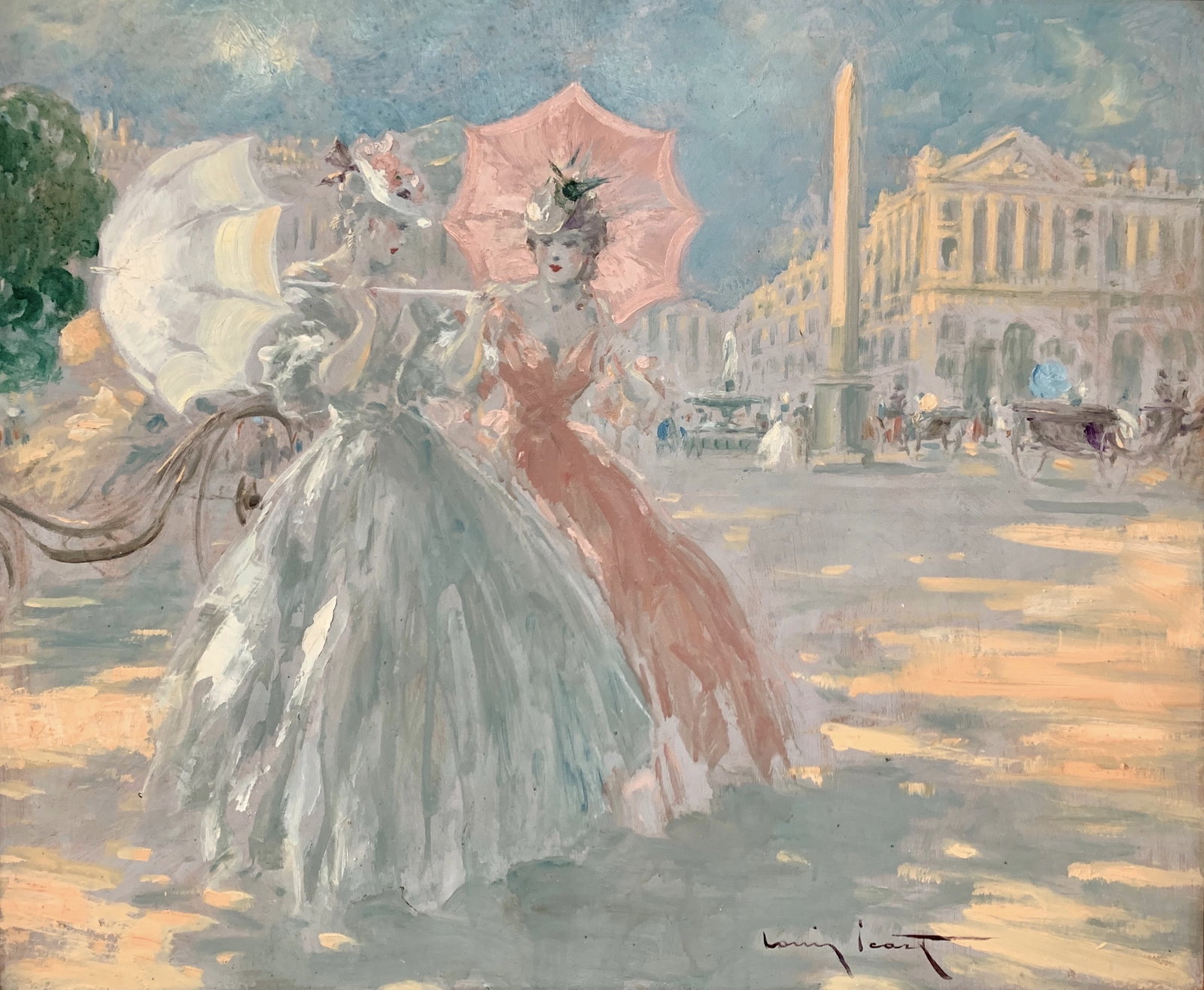 Louis Icart Oil Painting "Place de la Concorde" - 2