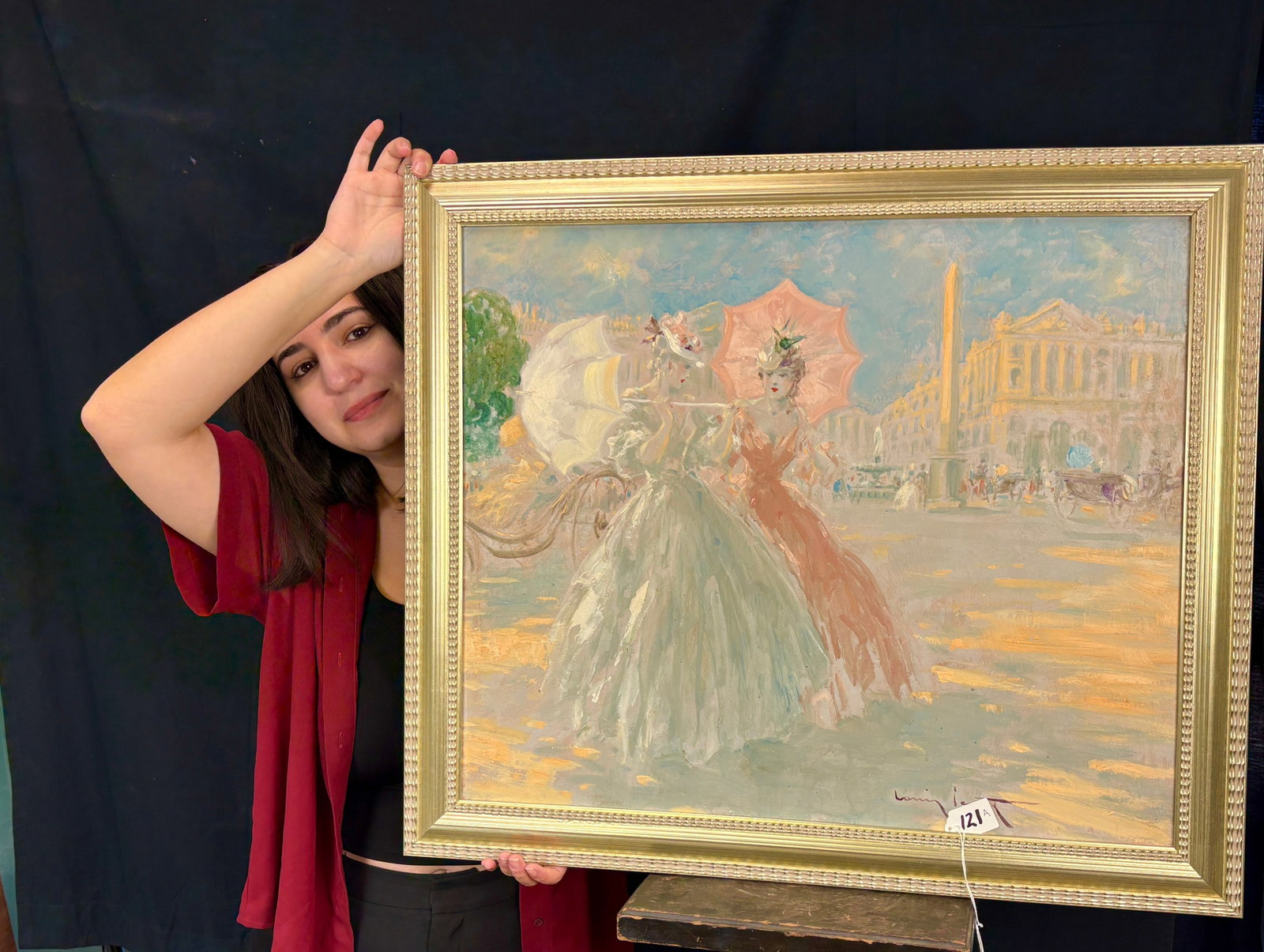 Louis Icart Oil Painting "Place de la Concorde" - 6