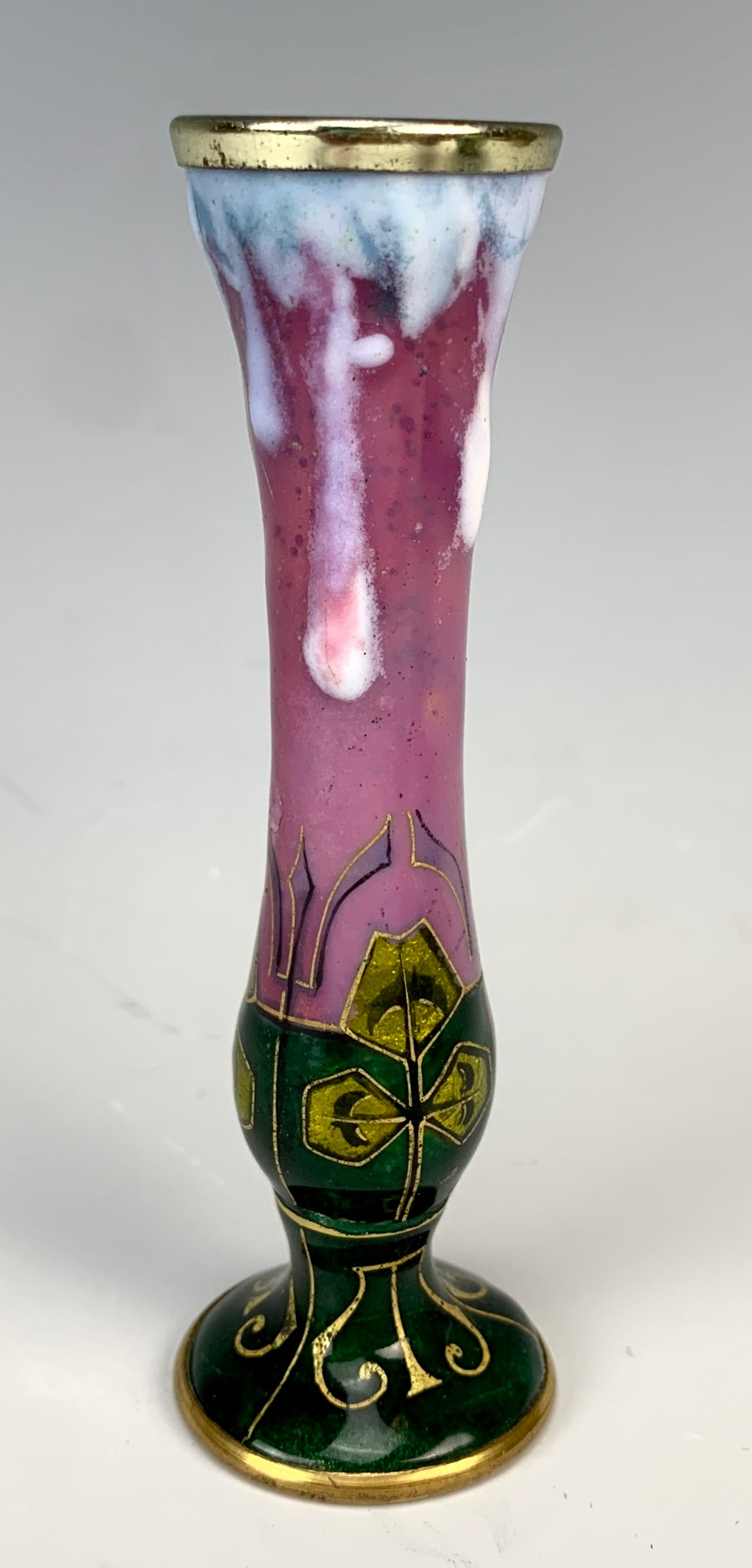P. Bonnaud Mini "Cloverleaf" Enamel Vase (1 of 5)