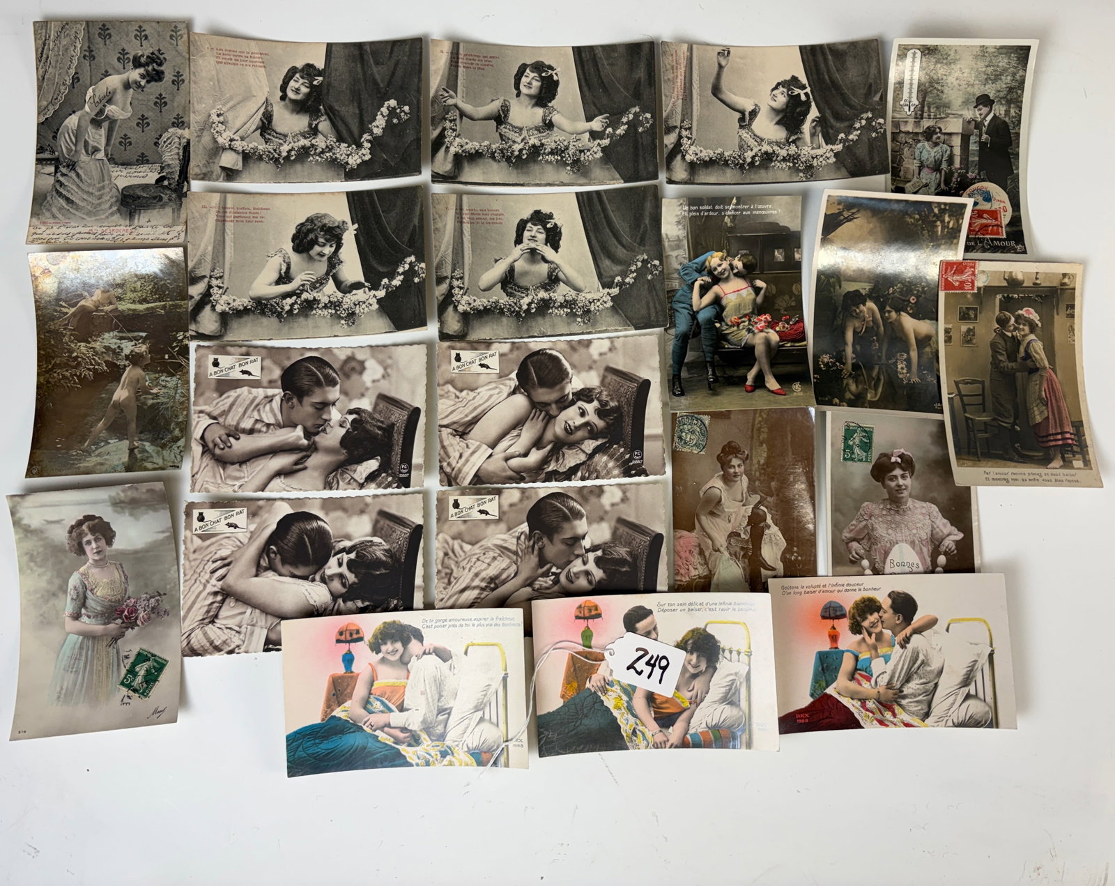 Lot of 21 Antique Romantic Couple Postcards (1 of 9)