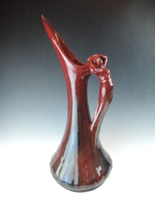 Jerome Massier Art Nouveau Lady Ewer: Marked with paper label "Jerome Massier Fils # Vallauris Et Nice". Measures 18". Estimate $900 - $1,500 Starting Bid $200