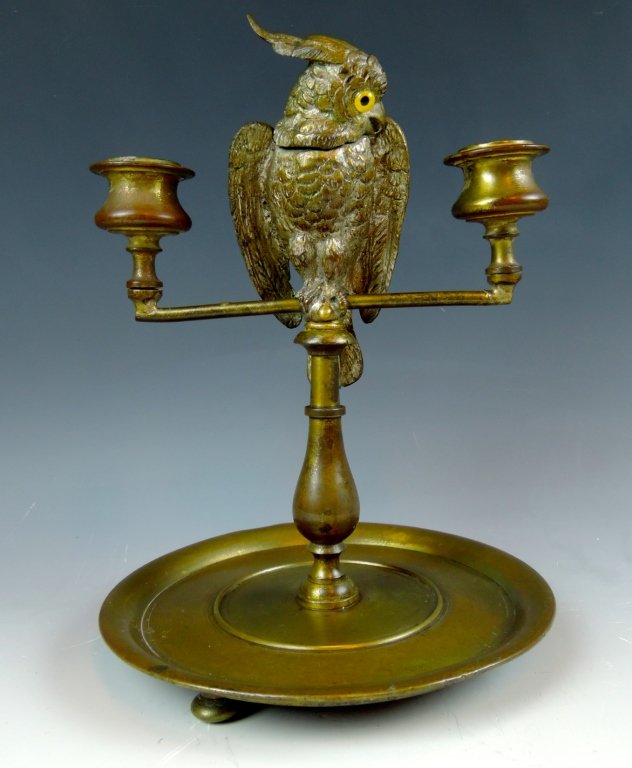 Vienna Bronze Parrot Candle Stick & Match Holder (1 of 3)