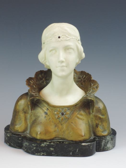 Austrian Jeweled Bronze Bisque Bust of a Lady (1 of 6)