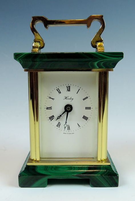 English Henley Malachite Carriage Clock (1 of 2)