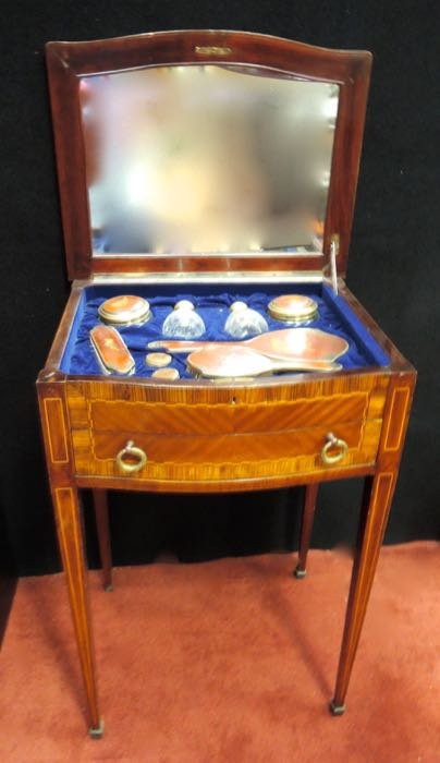 English Marquetry Inlaid Ladies Vanity Table (1 of 6)