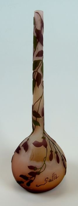 Emile Galle Cameo Art Glass "Fuchsias" Vase (1 of 5)